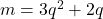 m = 3{q^2} + 2q