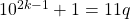 {10^{2k - 1}} + 1 = 11q