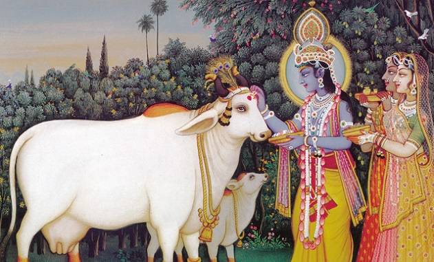 shri krishna and cow