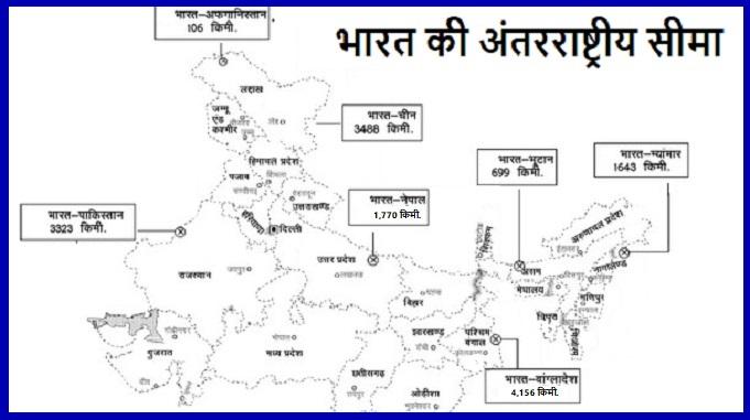 India's international border lenth