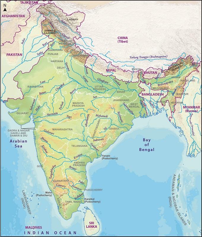 indian river system map (भारत की नदियां)