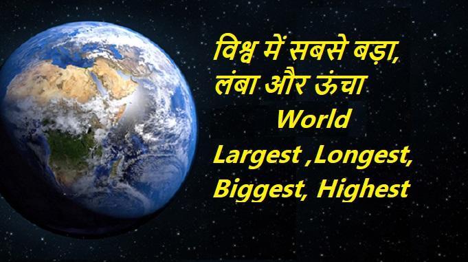 duniya ka sabse bada uncha lamba, world largest longest biggest highest, interesting facts, world geography, gk and knowledge facts, world map, world geography