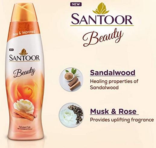 Santoor Talc, 400 GM, best hair oil and talcum powder