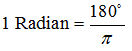 measure of radian in degree