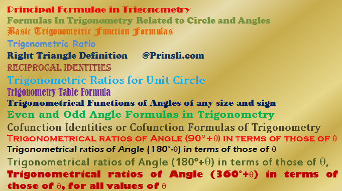trigonometrical functions of angles of any size and sign, Basic Trigonometry All Formulas, Trigonometric Ratios, Trigonometry formulas for class 10, Trigonometry formulas for class 11, Trigonometry formulas for class 12