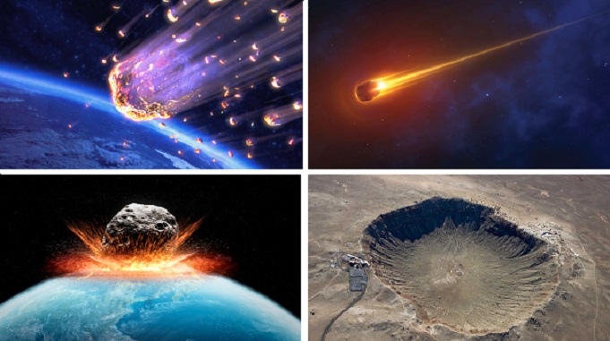 Asteroid, meteorite on earth