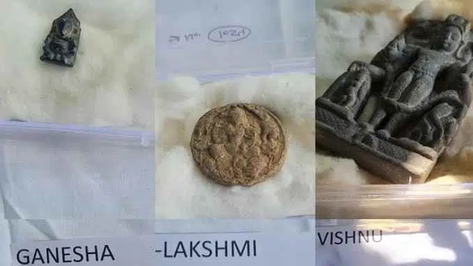 mahabharata era evidence in delhi purana qila asi report, दिल्ली के पुराने किले की खुदाई में गणेश जी, गजलक्ष्मी, विष्णु जी की मूर्तियां