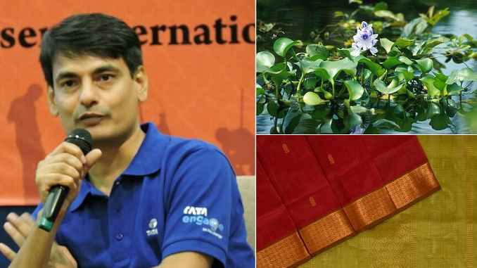 engineer gaurav anand, water hyacinth saree, fusion saree price online, गौरव आनंद, जलकुंभी से साड़ियां